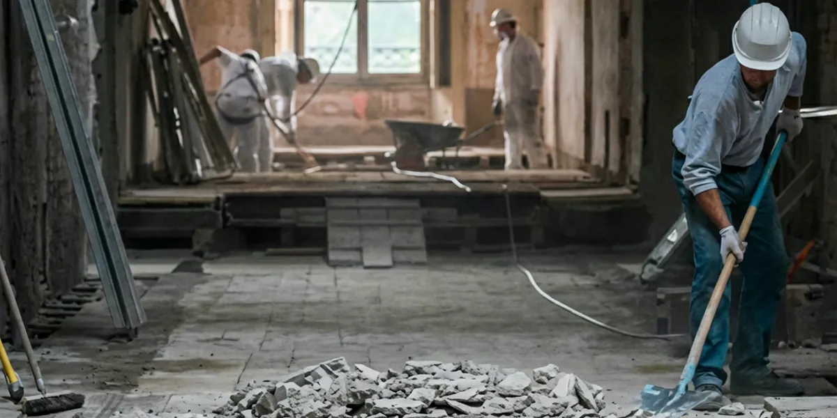 fire damage restoration professionals performing structural cleanup and restoration after a fire in Los Angeles, CA