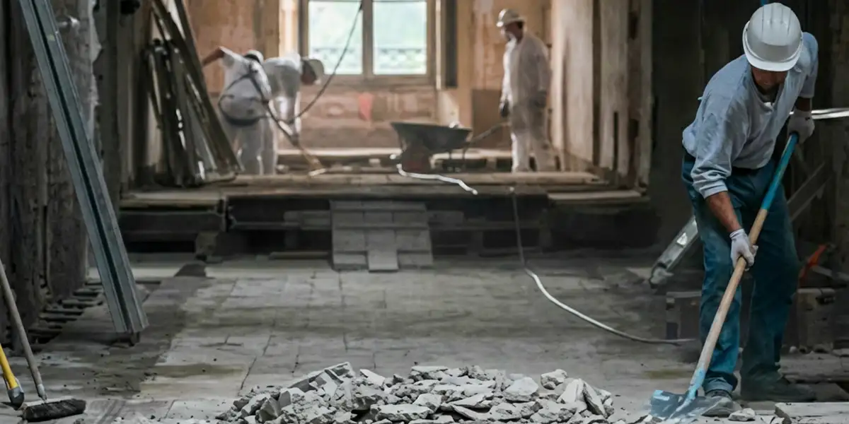 fire damage restoration professionals performing structural cleanup and restoration after a fire in Los Angeles, CA